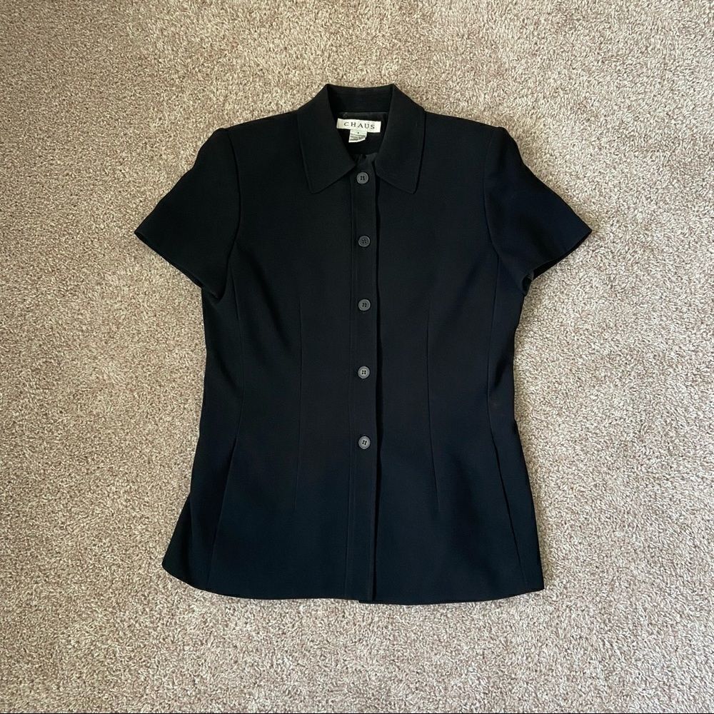 Chaus Black Dress Top and Pleated Skirt Set